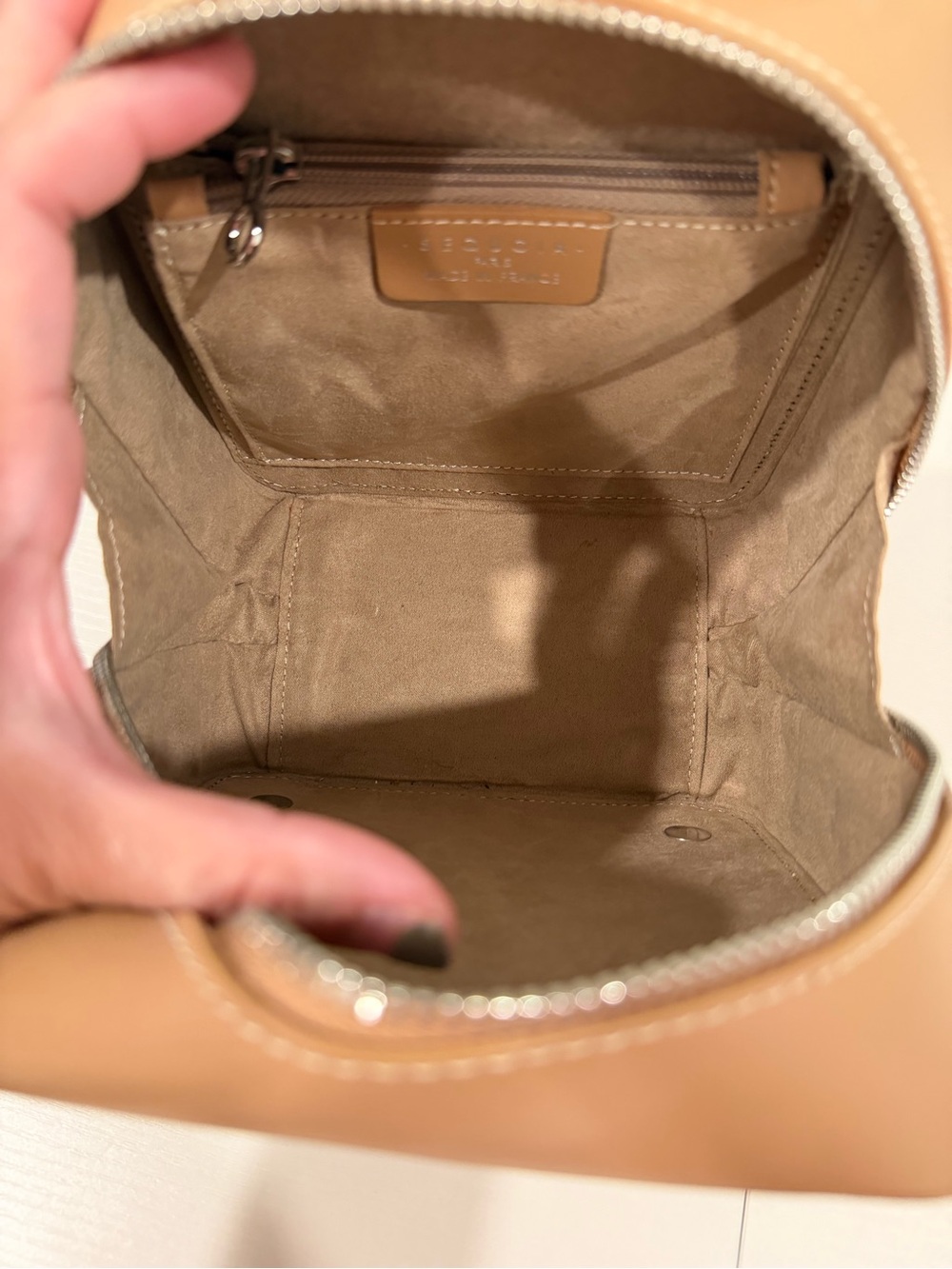 Sequoia Tan Leather Ring-Handle Mini Box Bag - Picture 5 of 6